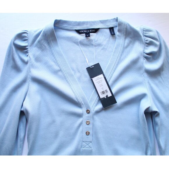 Veronica Beard Dekalb Puff Sleeve Top / Medium / Ice Blue - Picture 6 of 7